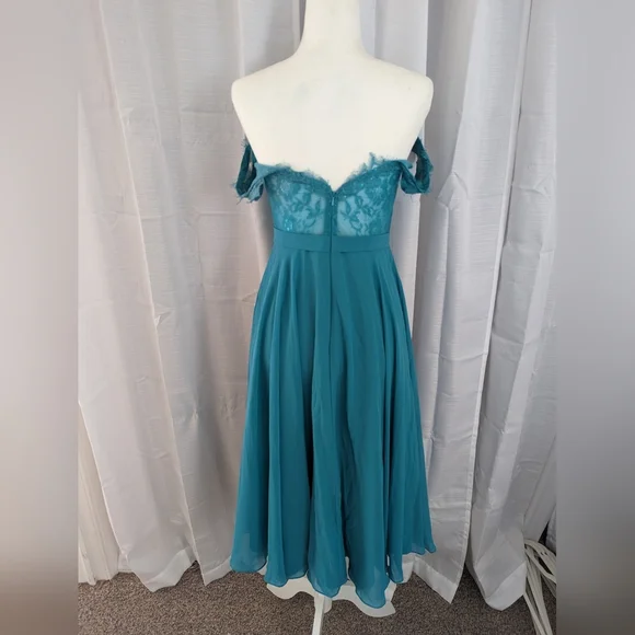 JJ's House Jade Bridesmaid Dress Off Shoulder - Picture 3 of 3